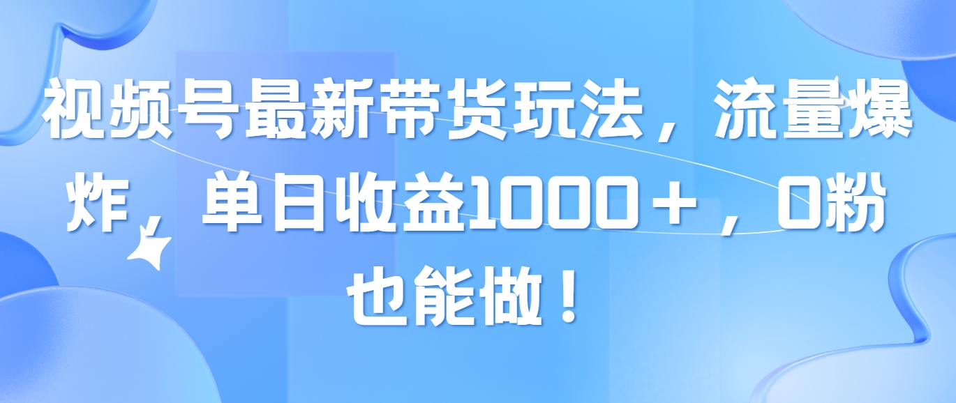 （10858期）视频号最新带货玩法，流量爆炸，单日收益1000＋，0粉也能做！-云启网创