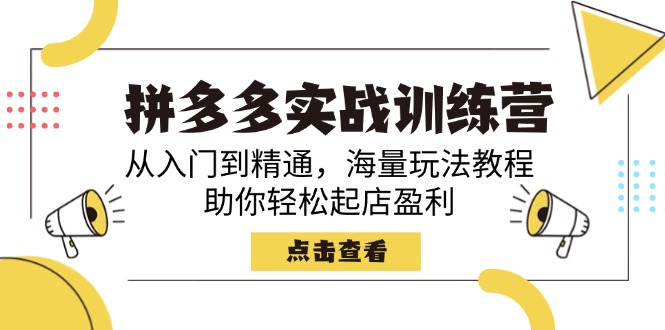 （14392期）拼多多实战训练营，从入门到精通，海量玩法教程，助你轻松起店盈利-云启网创
