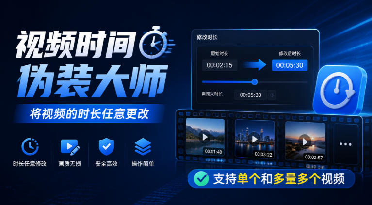 视频时间伪装大师，将视频的时长任意更改，支持单个和多量多个视频-拾亿云创