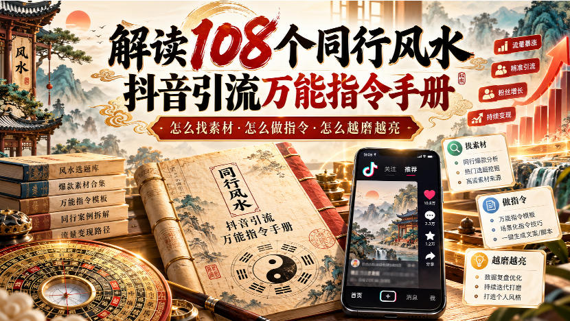 解读108个同行风水抖音引流万能指令手册，怎么找素材·怎么做指令·怎么越磨越亮【文档】-拾亿云创