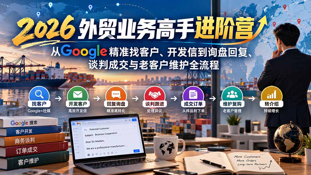 2026外贸业务高手进阶营：从Google精准找客户、开发信到询盘回复、谈判成交与老客户维护全流程-拾亿云创