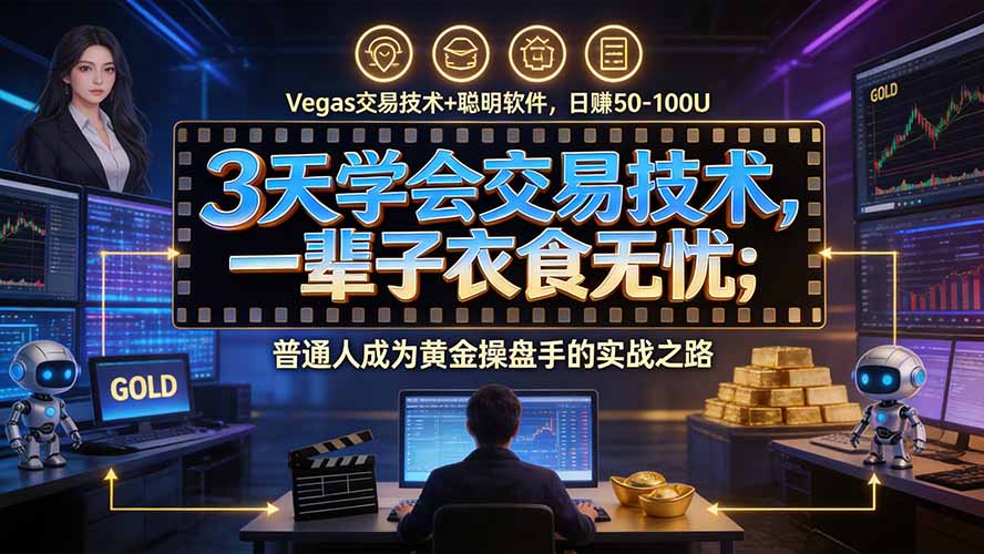3天学会做交易，普通人快速成为操盘手” Vegas交易系统+聪明软件 ， 日赚50-1000U， 长期稳定，小白轻松上手-拾亿云创