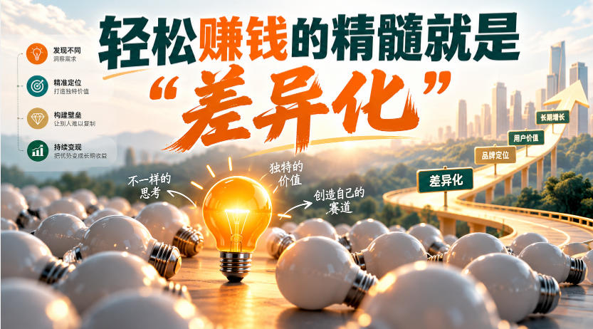 某公众号付费文章:轻松賺钱的精髓就是“差异化”-拾亿云创