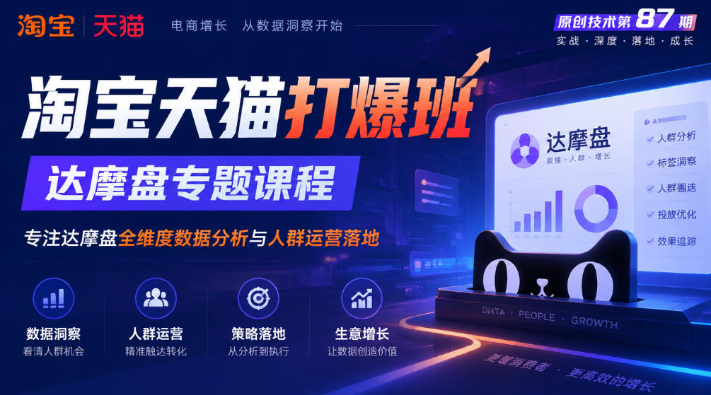 《淘宝天猫打爆班》原创技术第87期，达摩盘专题课程，专注达摩盘全维度数据分析与人群运营落地-拾亿云创
