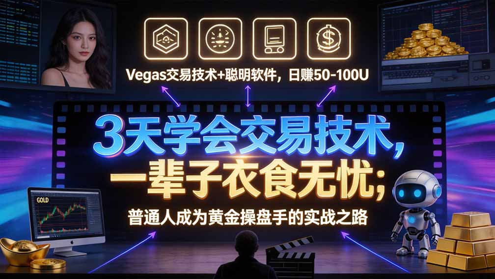 “顺势而为交易系统”3天学会交易技术，聪明软件辅助，小白也能看懂趋势交易，日入30-100U,长期稳定-拾亿云创