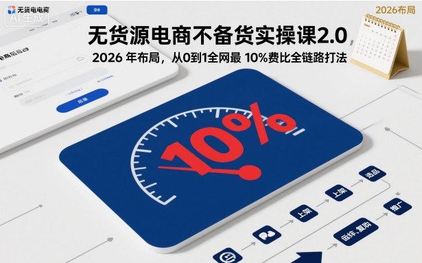无货源电商不备货实操课2.0，2026年布局，从0到1全网最低10%费比全链路打法【更新261010】-拾亿云创