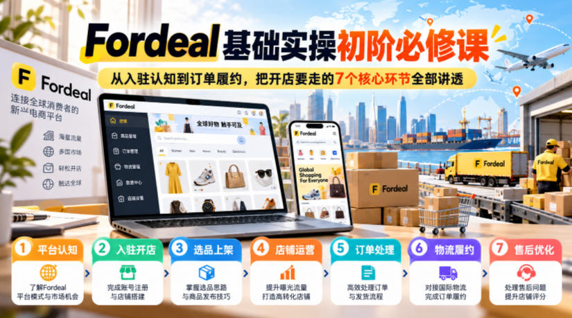 Fordeal基础实操初阶必修课，从入驻认知到订单履约，把开店要走的7个核心环节全部讲透-拾亿云创
