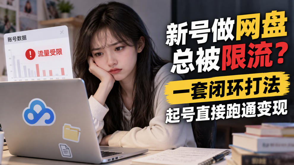 新号做网盘总被限流？一套闭环打法，起号直接跑通变现-拾亿云创