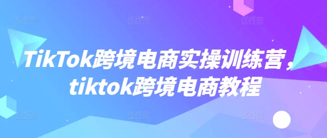 TikTok跨境电商实操训练营，tiktok跨境电商教程-云启网创