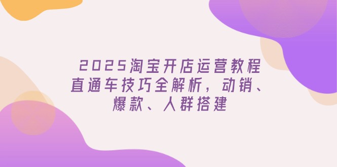 （14389期）2025淘宝开店运营教程更新，直通车技巧全解析，动销、爆款、人群搭建-云启网创