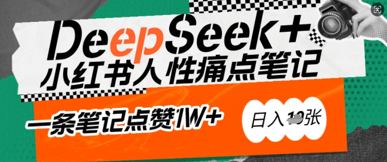 AI赋能小红书爆款秘籍：用DeepSeek轻松抓人性痛点，小白也能写出点赞破万的吸金笔记，日入多张-云启网创