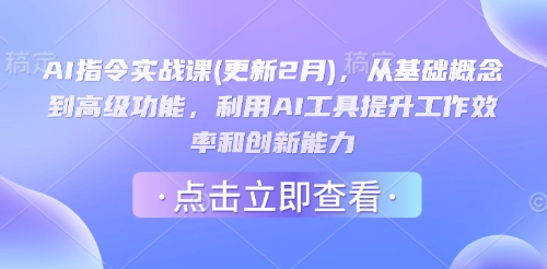 AI指令实战课(更新2月)，从基础概念到高级功能，利用AI工具提升工作效率和创新能力-云启网创