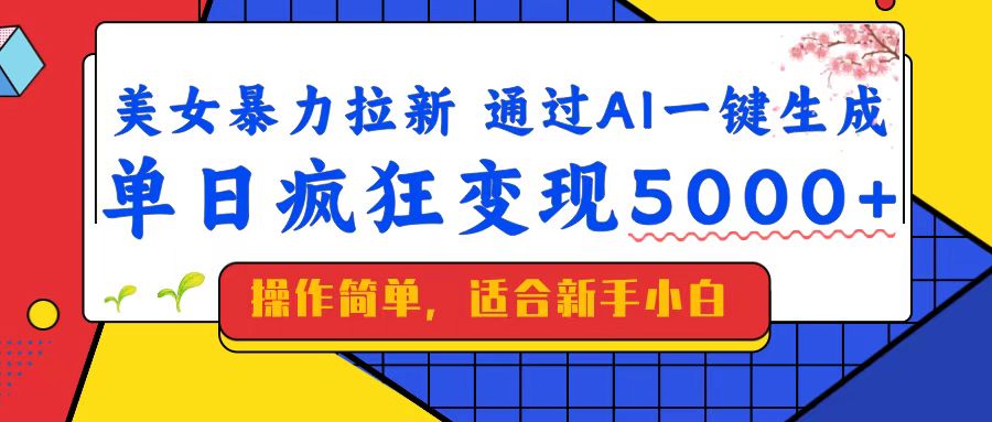 (14347期)美女暴力拉新,通过AI一键生成,单日疯狂变现5000+,纯小白一学就会!-云启网创