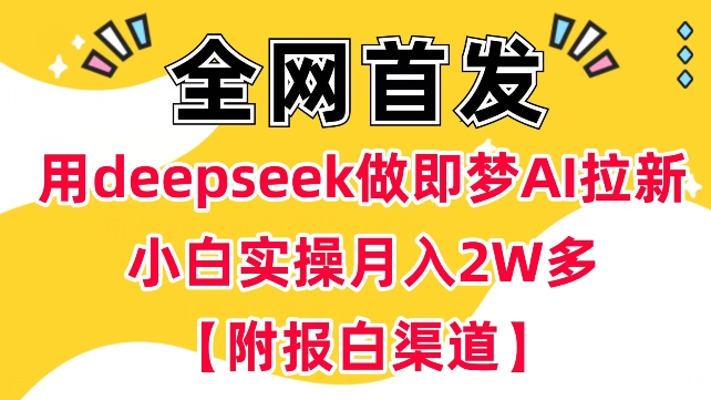 用deepseek做即梦Ai拉新 小白实操月入过W+【附报白渠道】-云启网创