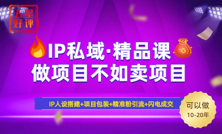 （14406期）2025年“IP私域·密训精品课”，日赚3000+小白避坑年赚百万，暴力引流...-云启网创