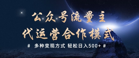 公众号流量主代运营  多种变现方式 轻松日入5张【揭秘】-云启网创