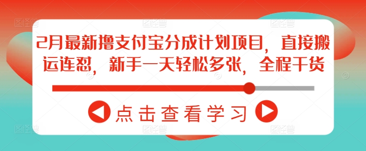 2月最新撸支付宝分成计划项目，直接搬运连怼，新手一天轻松多张，全程干货-云启网创
